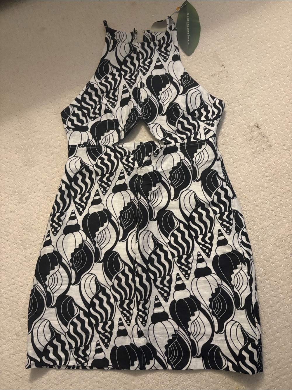 FARM Rio Black & White Cutout Halter Mini Dress